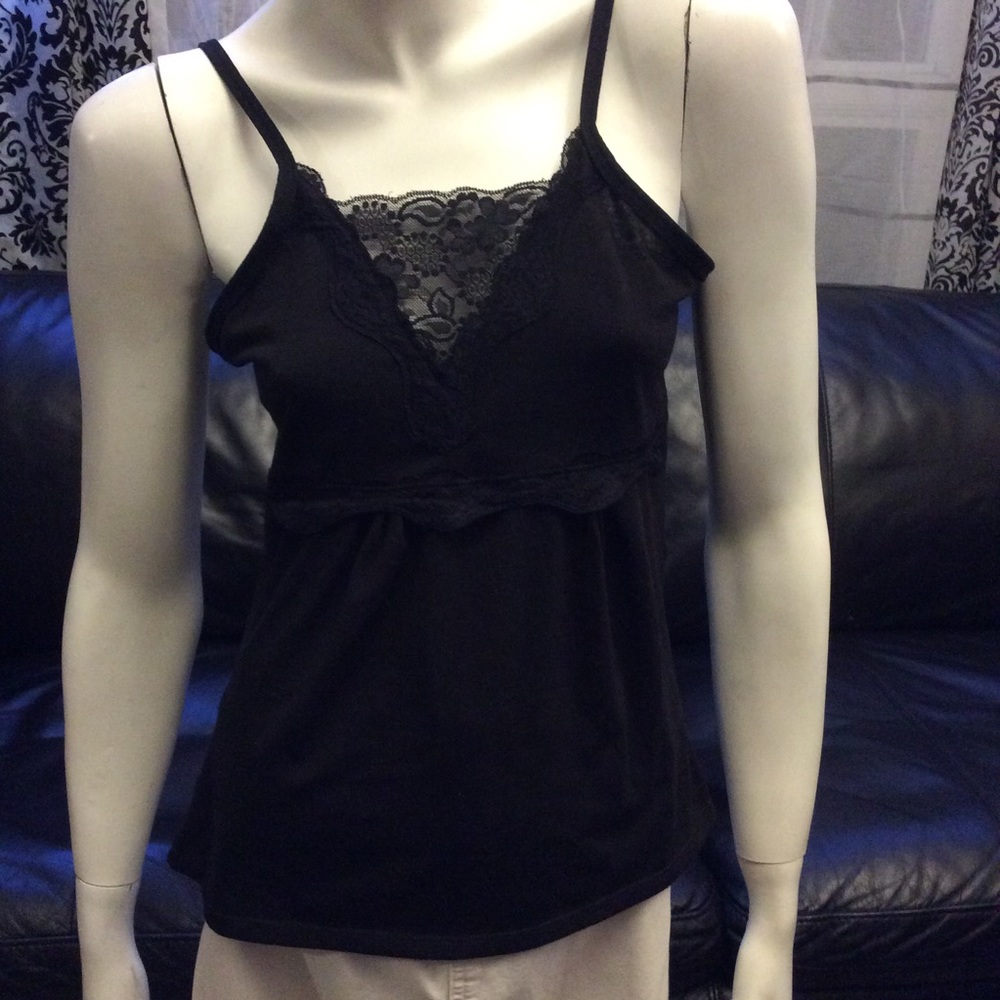 Lace front spaghetti strap tank top